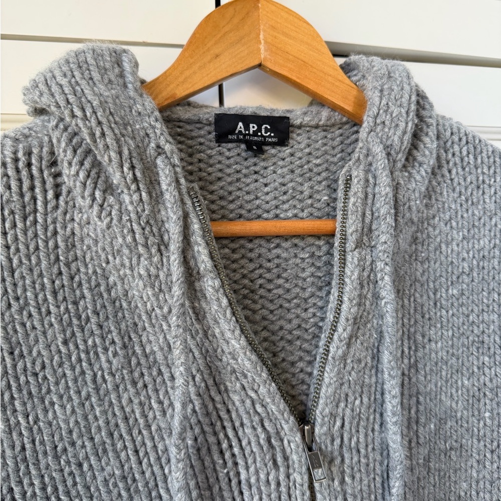 VINTAGE A.P.C. Wool Angora Hooded Tunic Grey Rue de Fleurus Archival Y2K